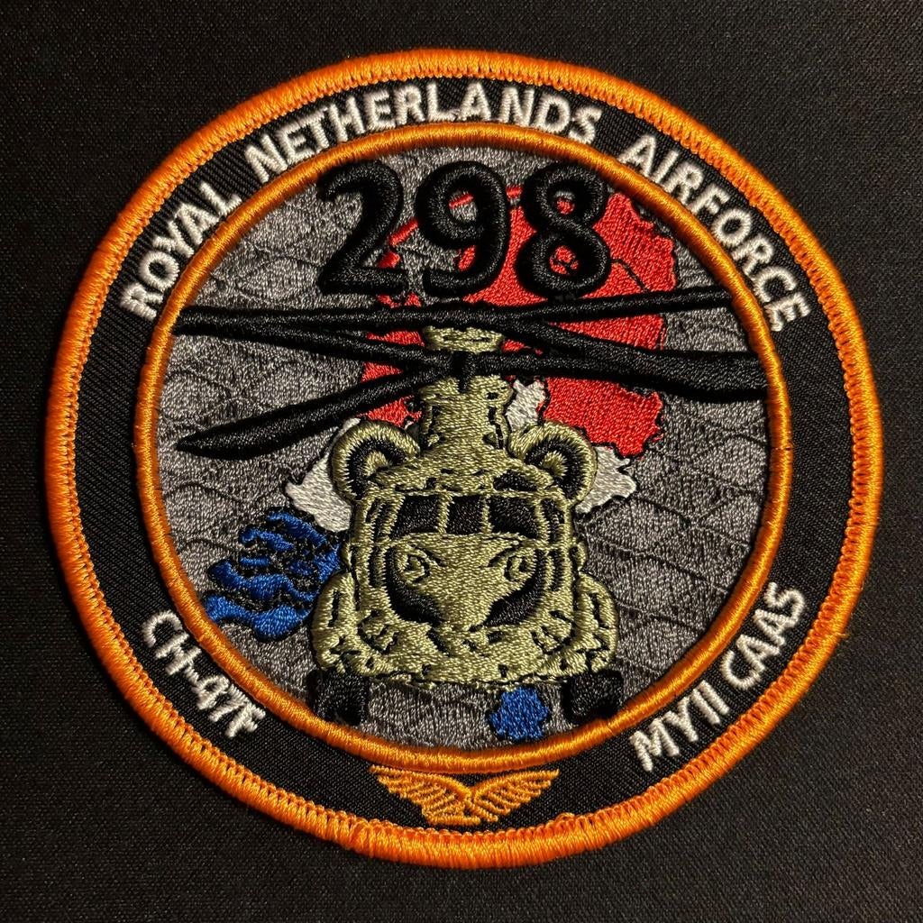 RNLAF 298sqn CH-47F MYII Caas Patch, Verzamelen, Ophalen of Verzenden, Luchtmacht, Nederland, Embleem of Badge