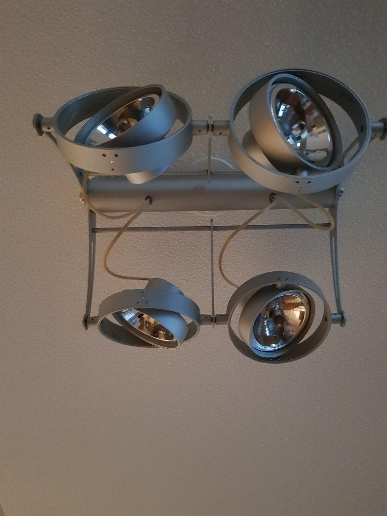 Industriële plafondlamp (4 stuks), Ophalen, Zilver, Gebruikt, Dimbaar