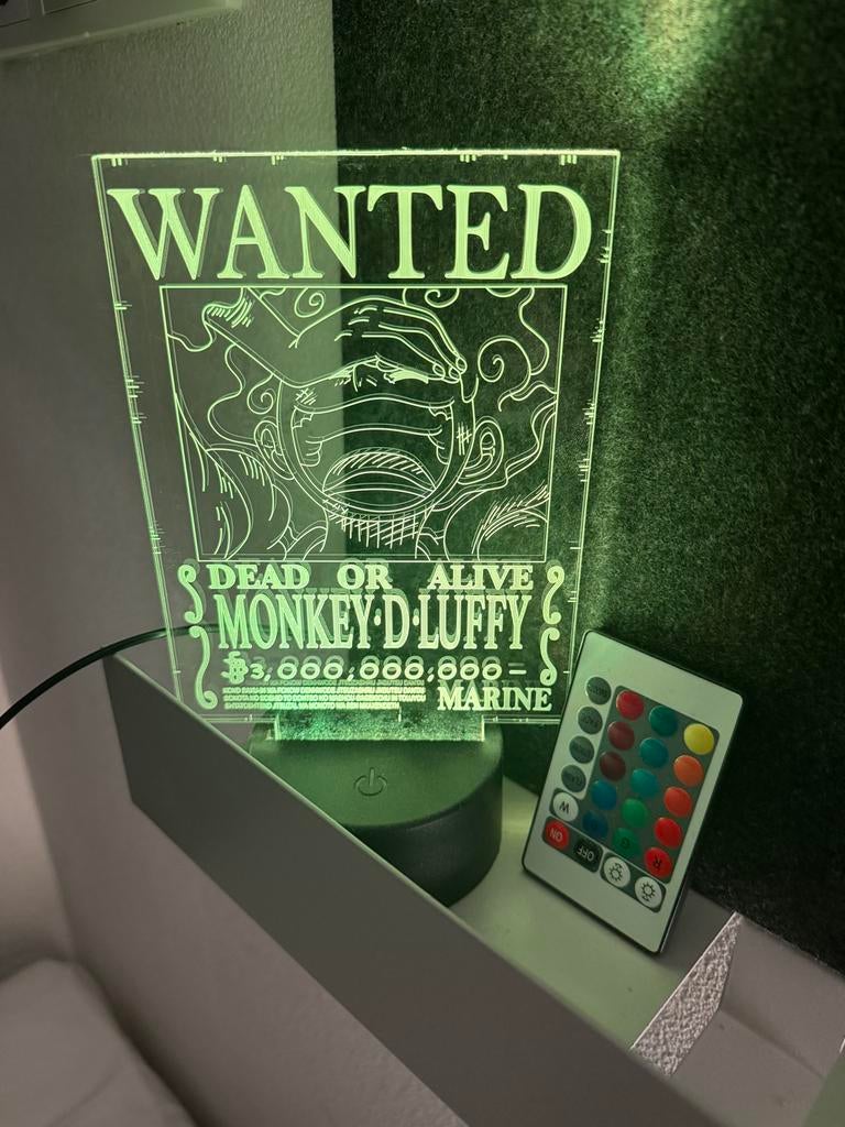 One Piece Monkey D. Luffy Wanted Lamp, Huis en Inrichting, Ophalen of Verzenden, Gebruikt