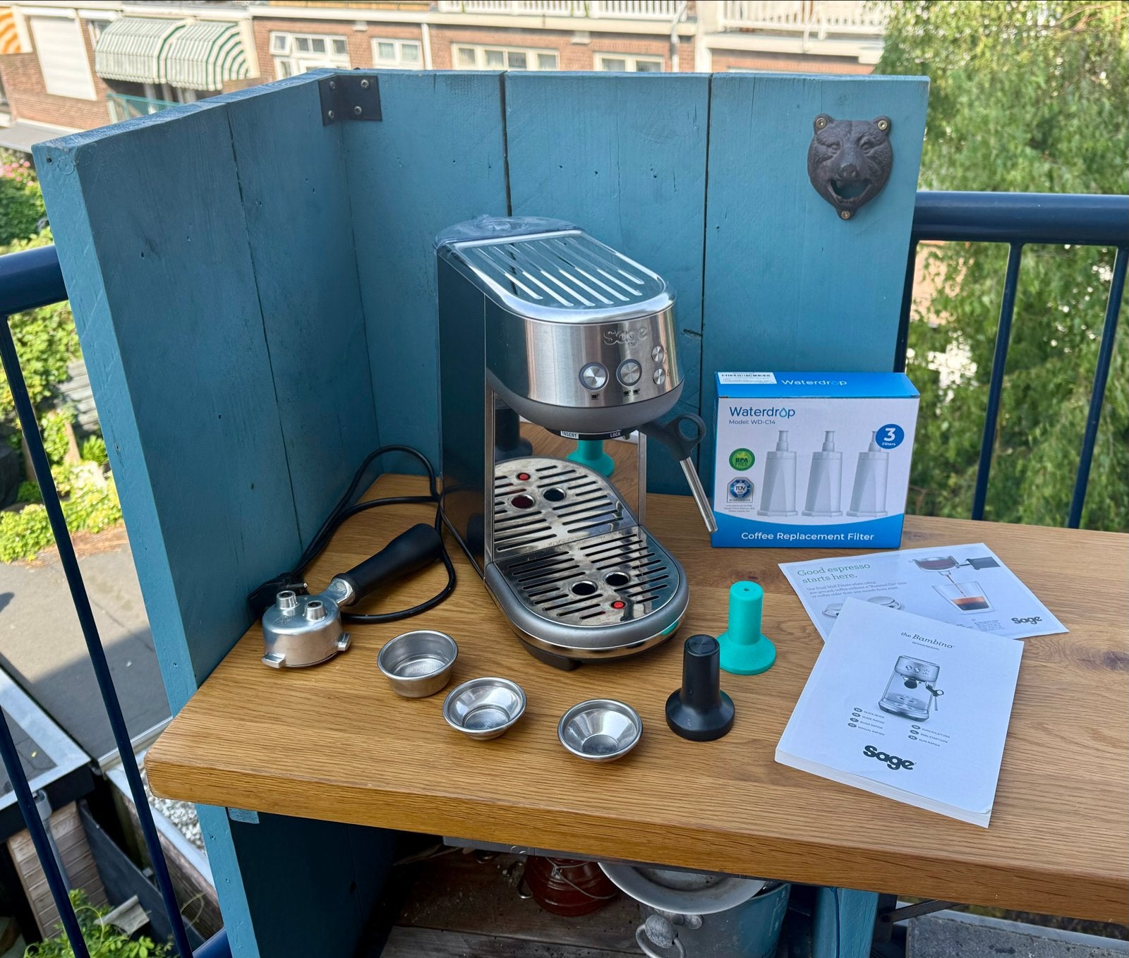 Sage Bambino Espressomachine - Zo goed als nieuw, Witgoed en Apparatuur, Koffiezetapparaten, Ophalen, Espresso apparaat, Gemalen koffie