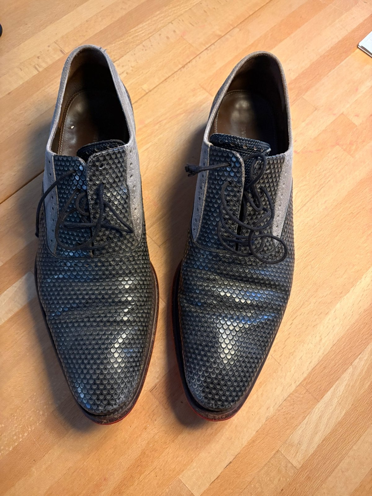 Floris van bommel schoenen blauw/grijs maat 8 (42), Blauw, Ophalen of Verzenden, Gedragen, Veterschoenen