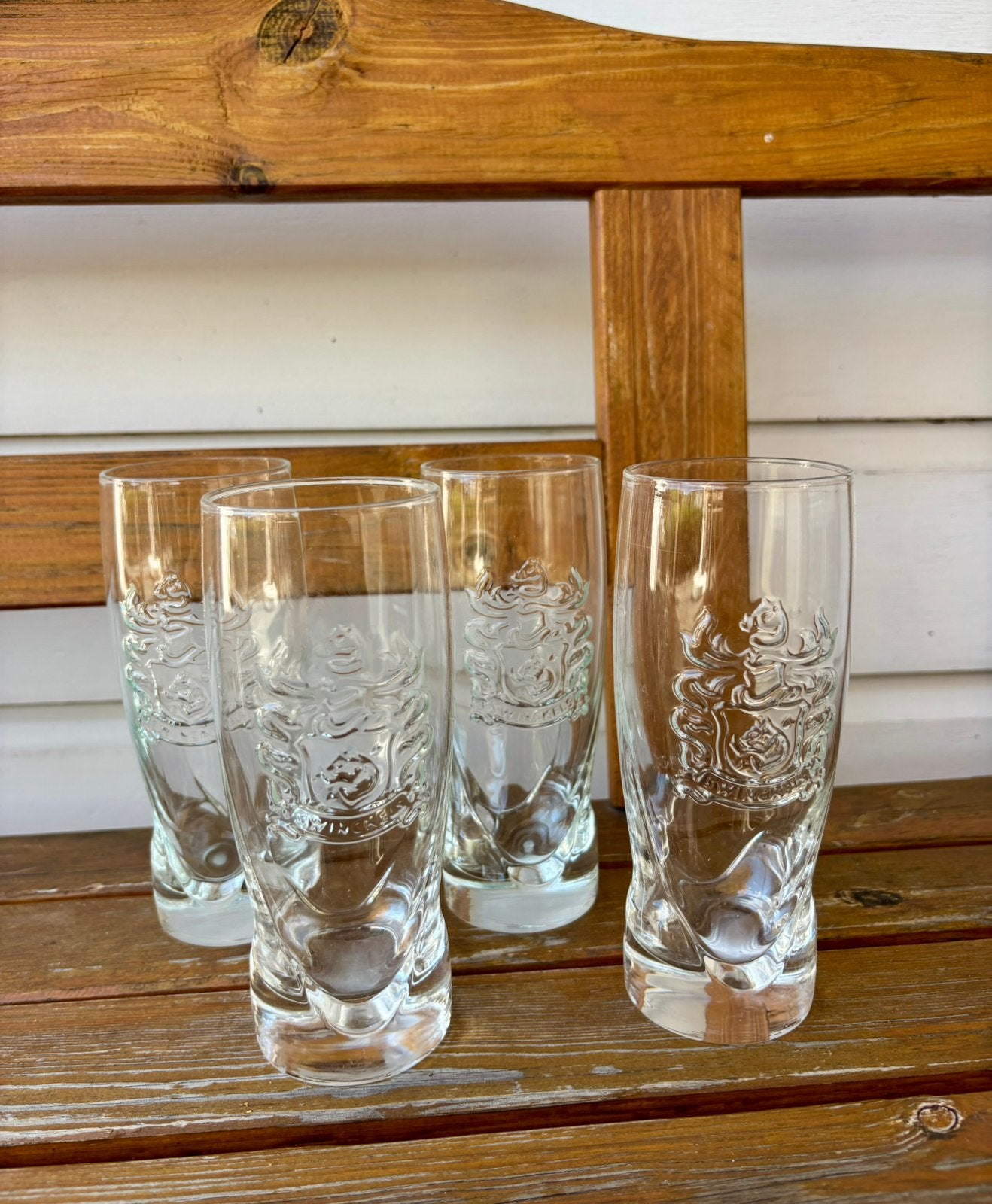 4x Swinckels bierglas - glas met Swinckels logo, Ophalen of Verzenden, Gebruikt, Glas of Glazen, Overige merken