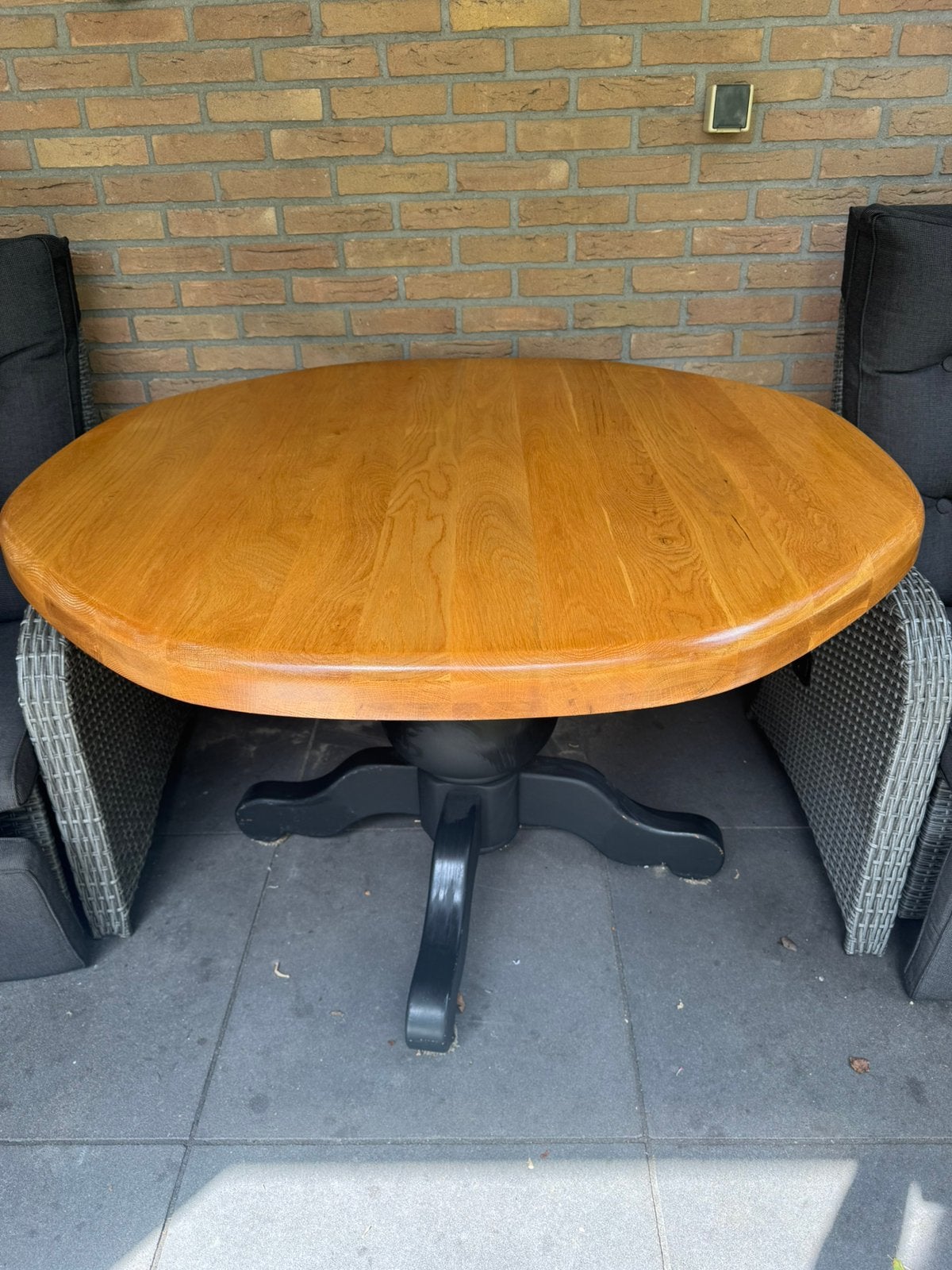 Massief eiken eettafel, Ophalen, Gebruikt, Rond, Overige materialen