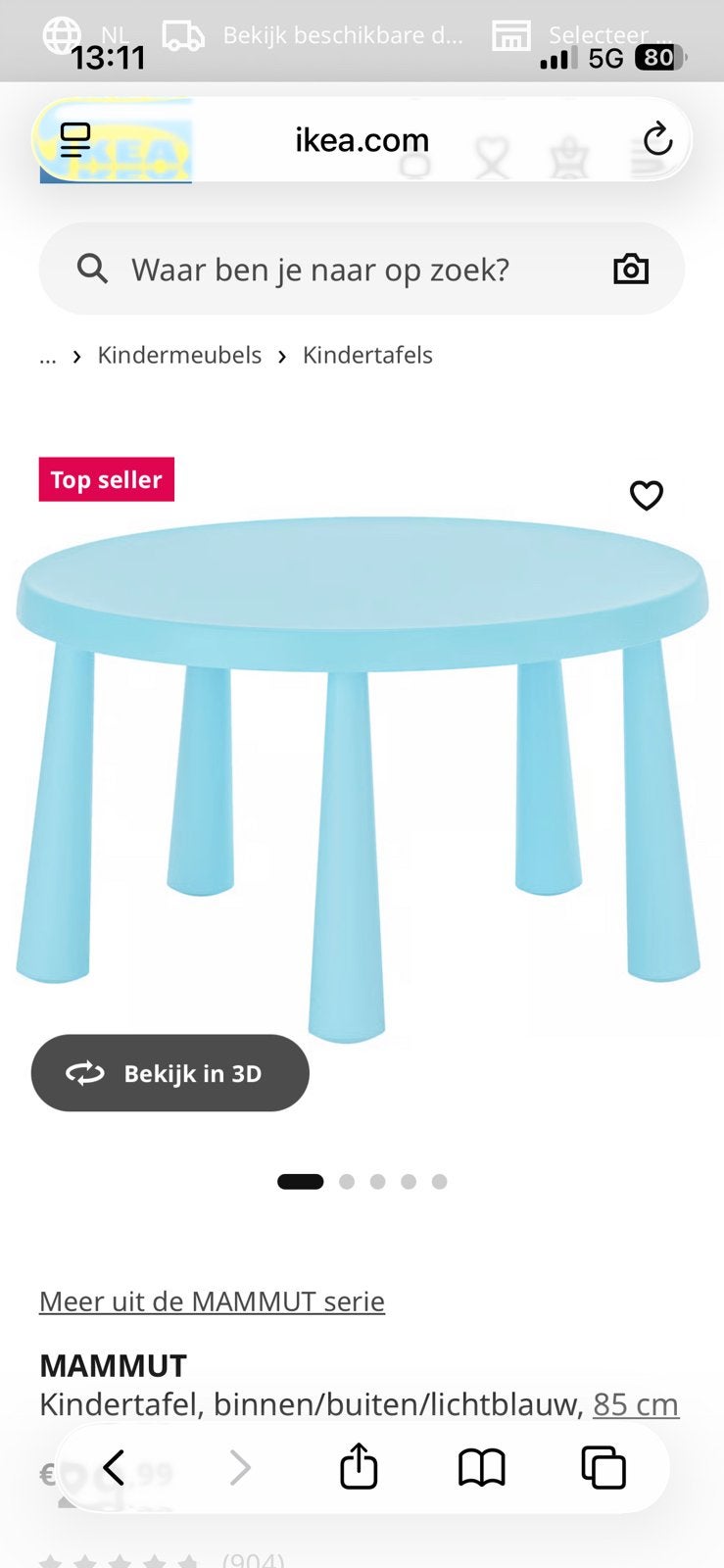 Ikea Mammut kindertafel buiten / binnen + 4 stoelen, Ophalen of Verzenden, Zo goed als nieuw, Stoel(en)