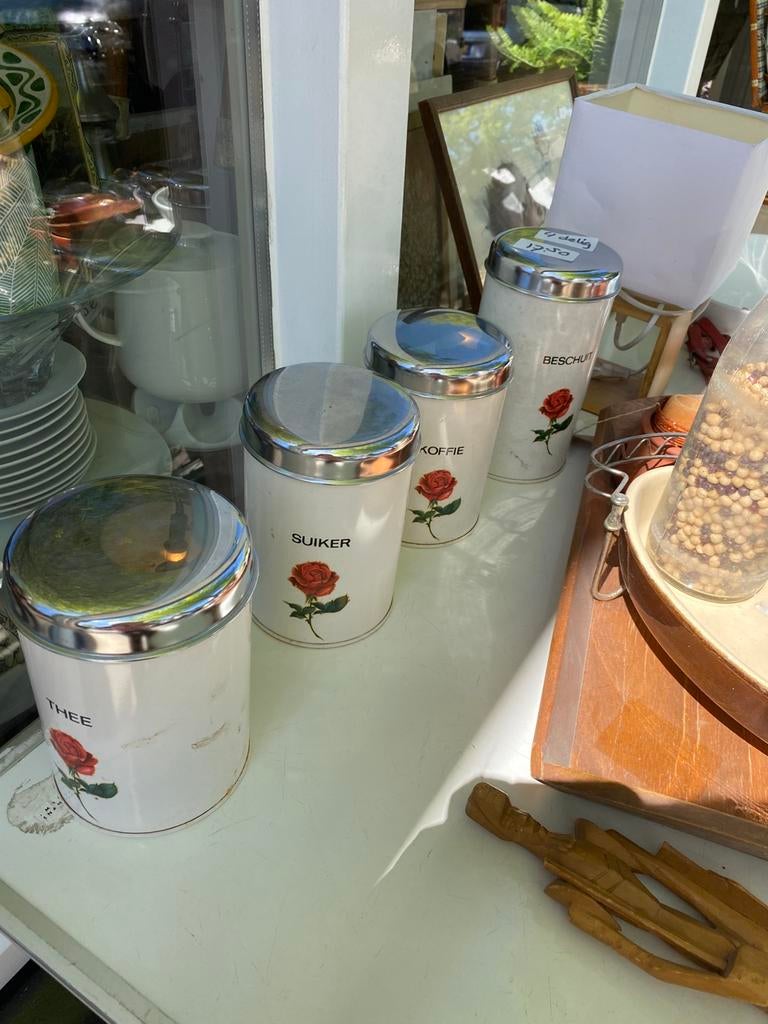 Vintage brabantia 4 delige set met roosjes, Ophalen of Verzenden, Zo goed als nieuw