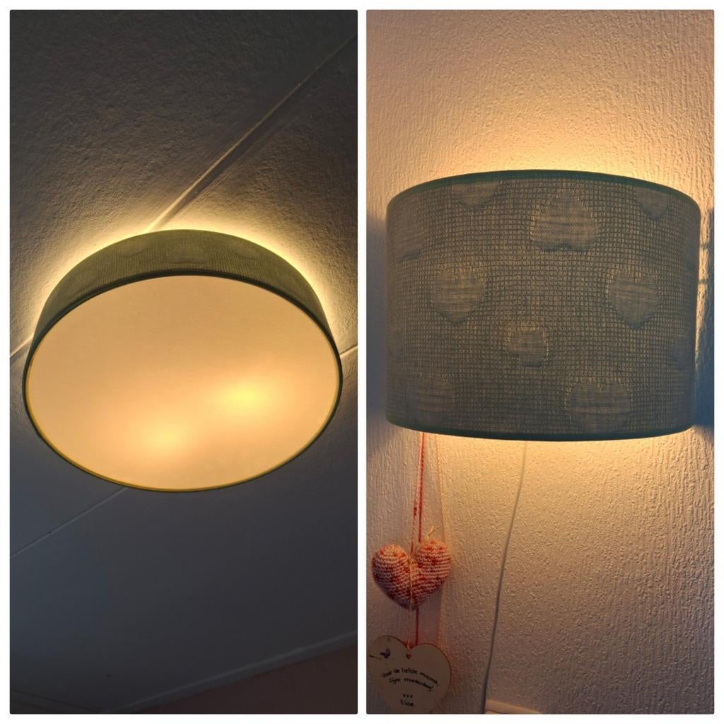 Plafondlamp / Wandlamp met Patroon hartjes, Ophalen of Verzenden, Zo goed als nieuw, Stof, Modern, Speels