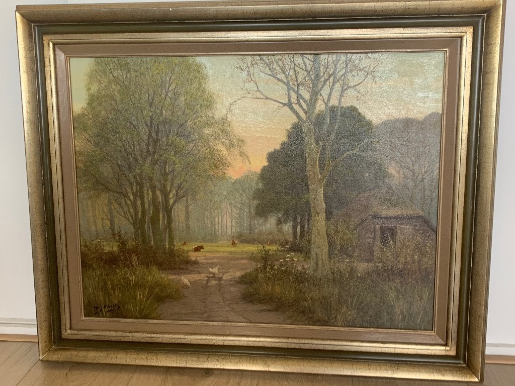 olieverf schilderij W.J. Alberts (1912-1990) 80 x 60 cm, Antiek en Kunst, Ophalen, Doek, Oud hollands, Dieren