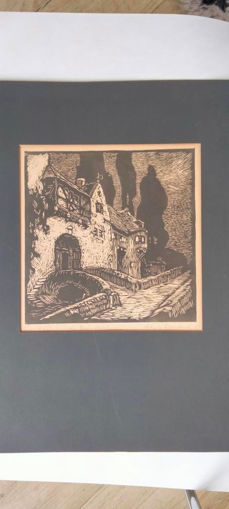 Mooie genummerde Litho van A. Rossbeck met passe-partout, Ophalen of Verzenden