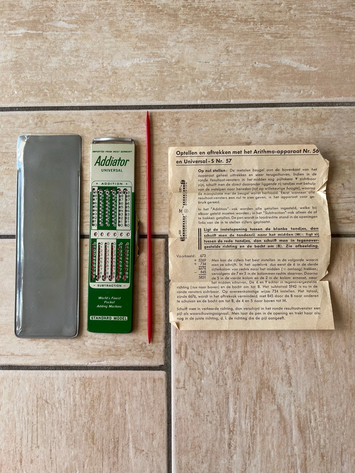 Vintage Addiator Universal Rekenmachine met Handleiding, Ophalen