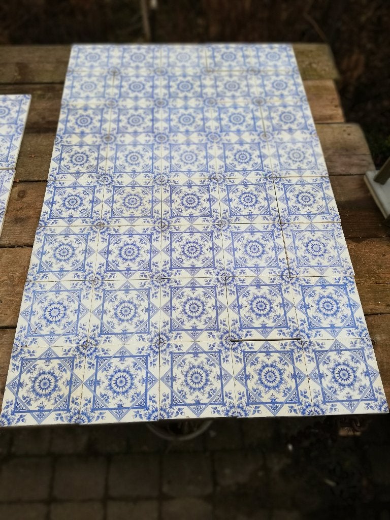 Mooi achter haard of kachel, 40 stuks 77x123 cm, blauw wit, Antiek en Kunst, Antiek | Wandborden en Tegels, Ophalen