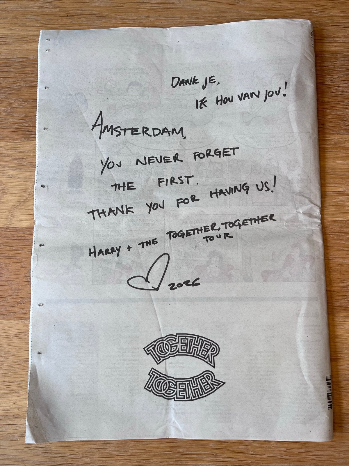 Advertentie Harry Styles in het Parool - 6 juni 2026, Ophalen, Gelezen, Krant