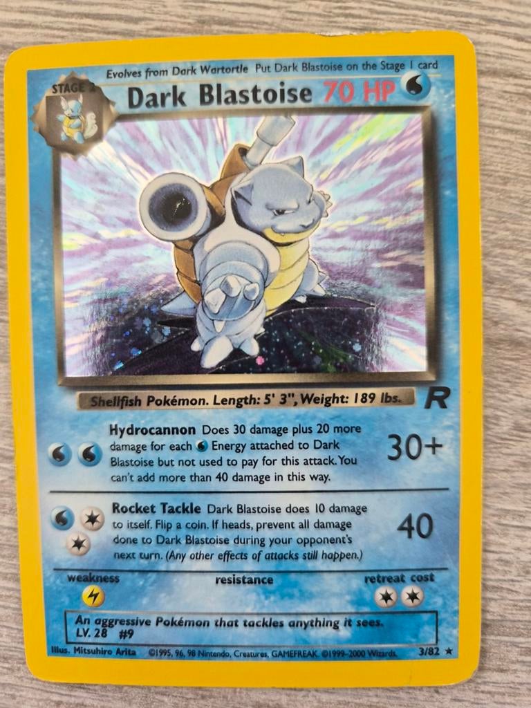 Dark Blastoise holo 3/82, Ophalen of Verzenden, Gebruikt, Losse kaart, Foil