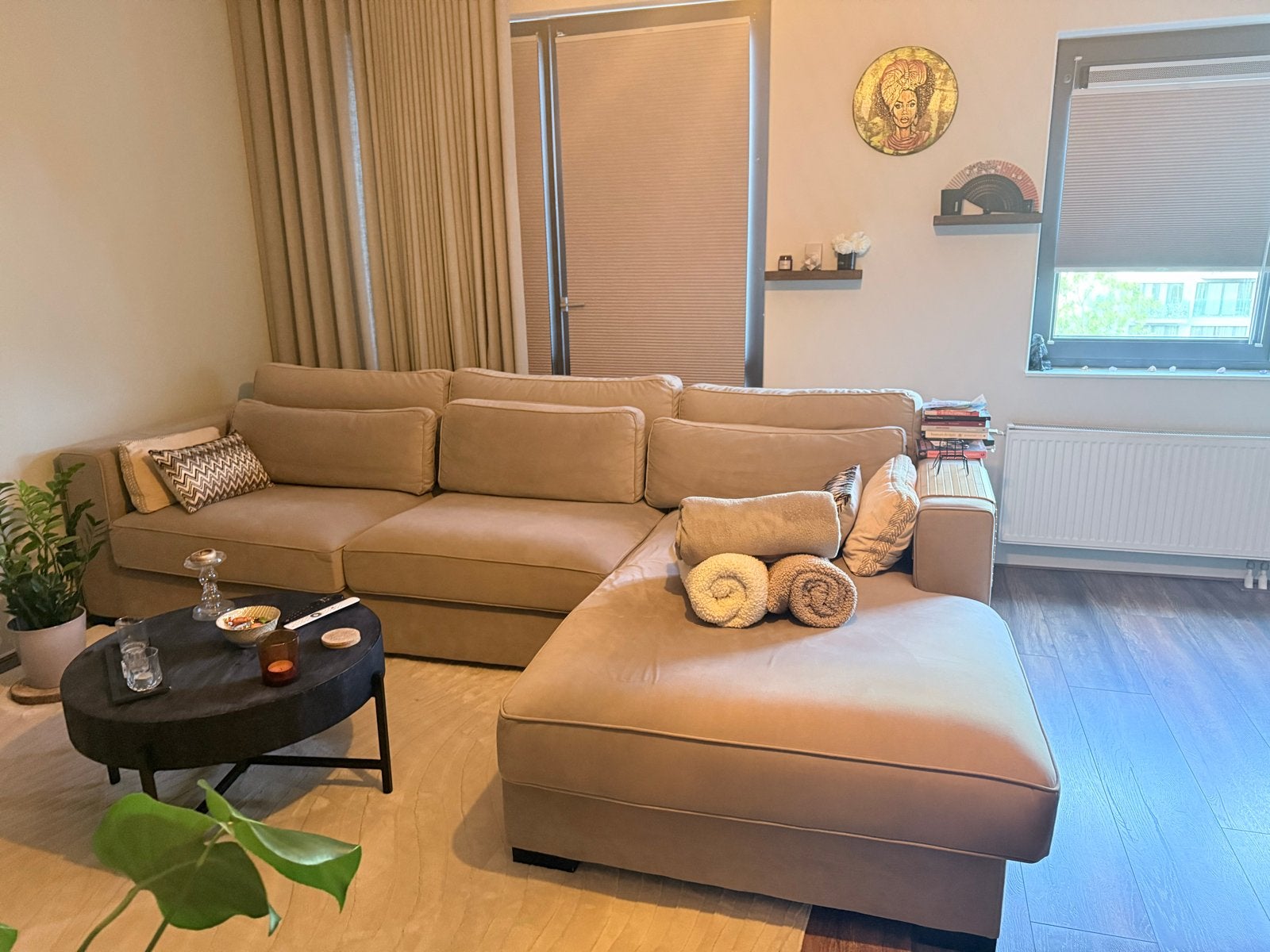 Loungebank Almere 3-zits + Longchair Casablanca stof, Huis en Inrichting, Ophalen, 250 tot 300 cm, Gebruikt, Hoekbank