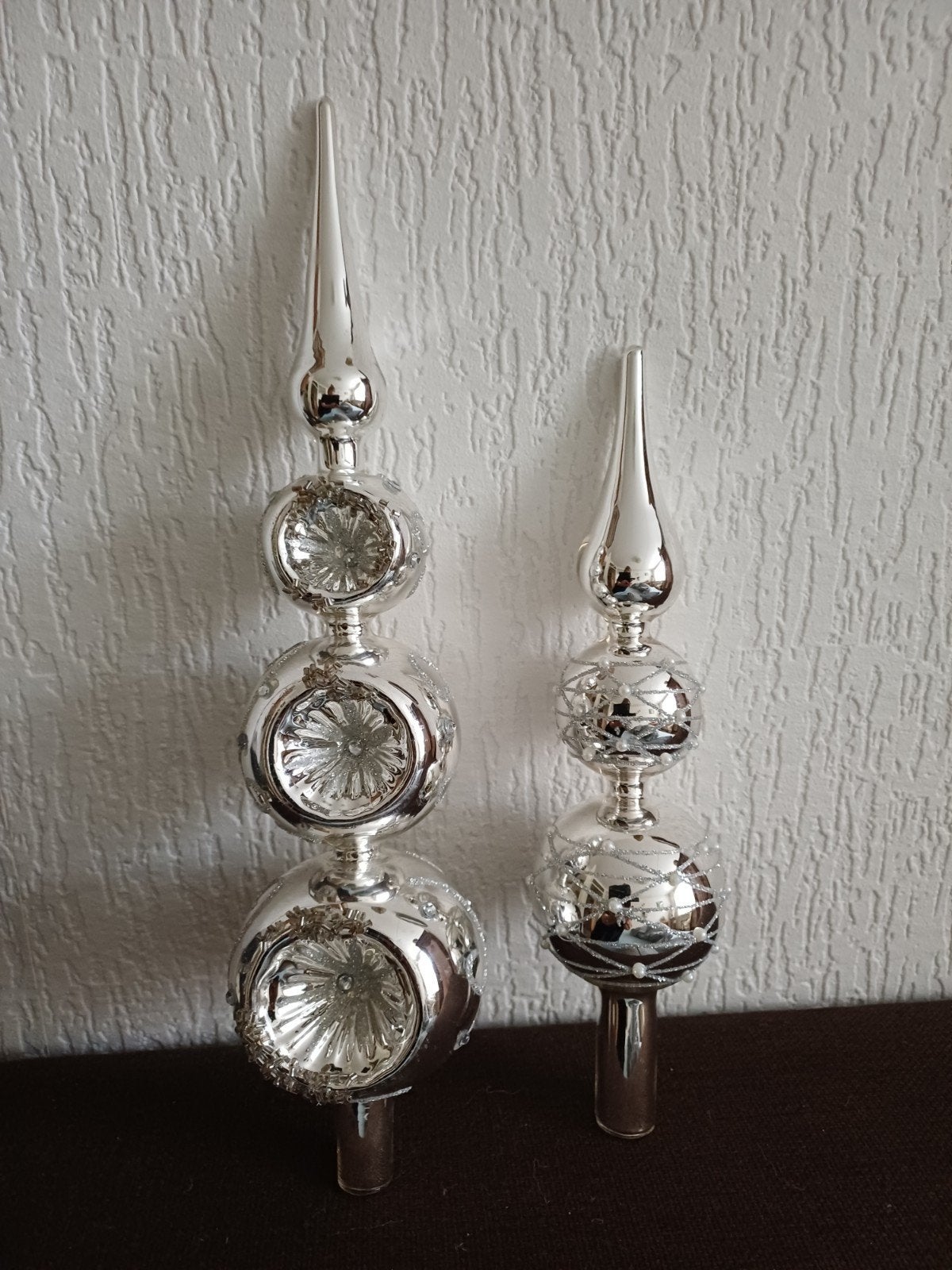 Twee glazen Kerstpieken, Ophalen of Verzenden, Gebruikt