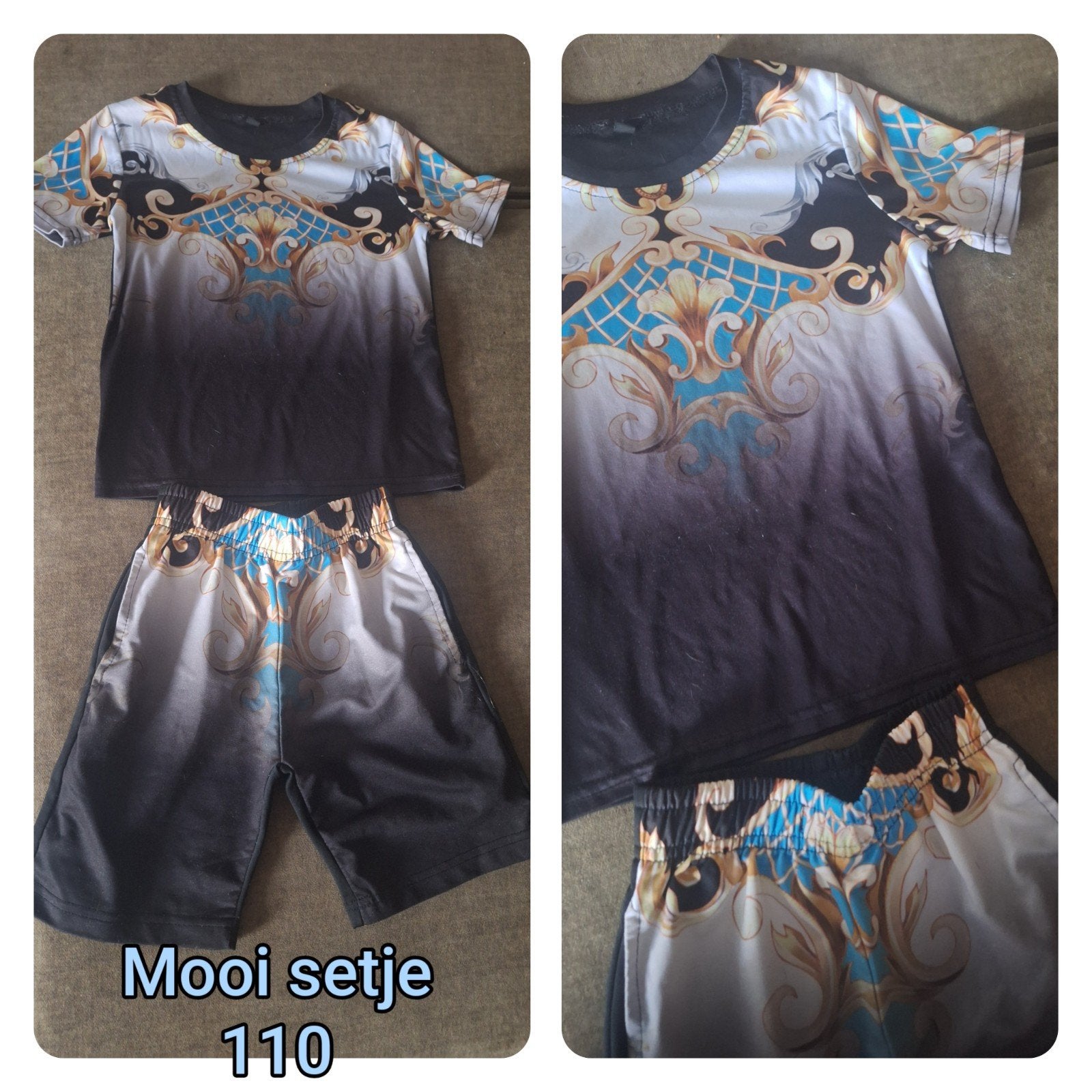 Mooi setje shirt en korte broek maat 110, Kinderen en Baby's, Kinderkleding | Maat 110, Ophalen, Zo goed als nieuw, Jongen, Setje