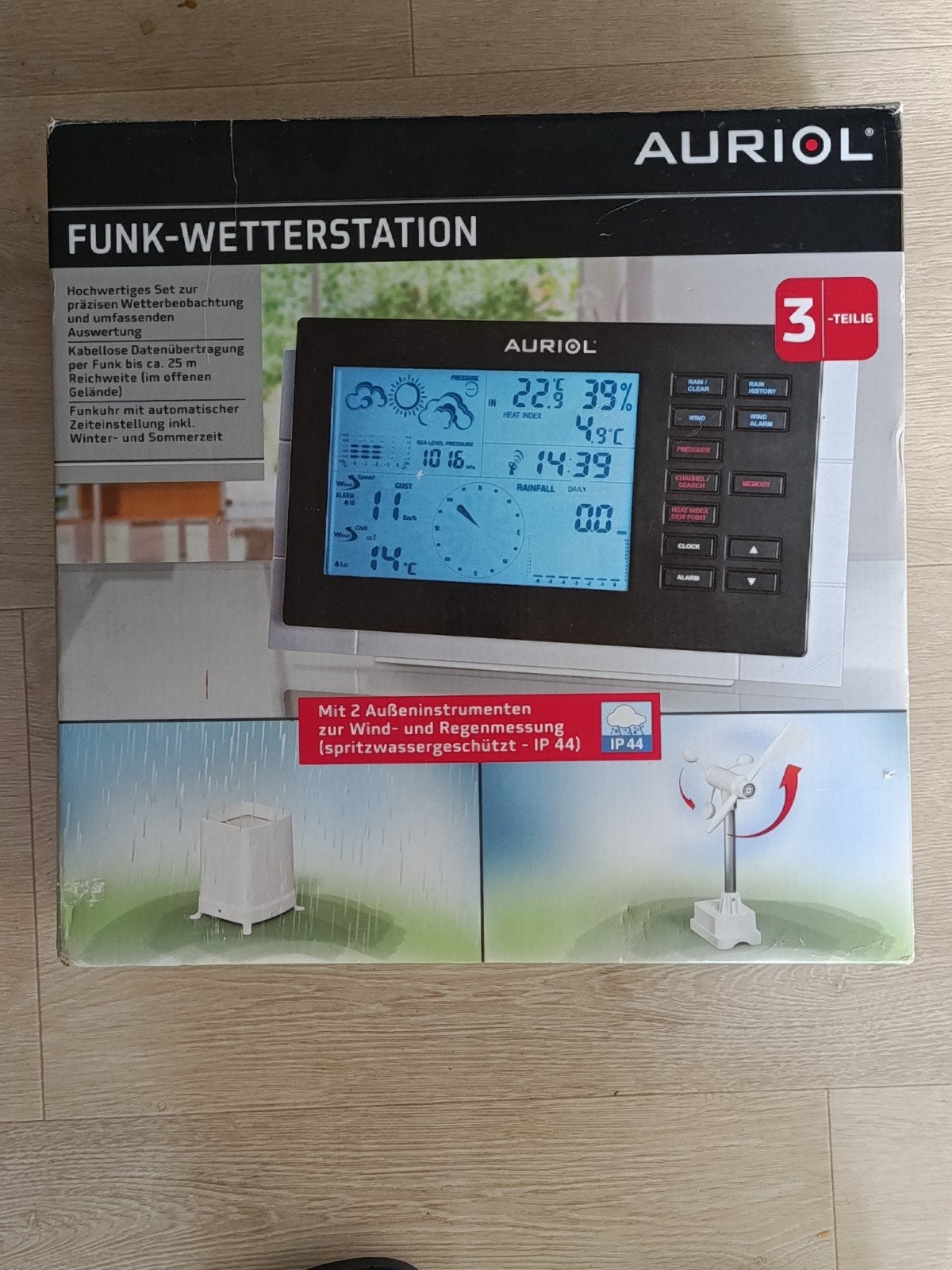Auriol Funk-Wetterstation met buiteninstrumenten, Ophalen of Verzenden, Zo goed als nieuw, Weerstation