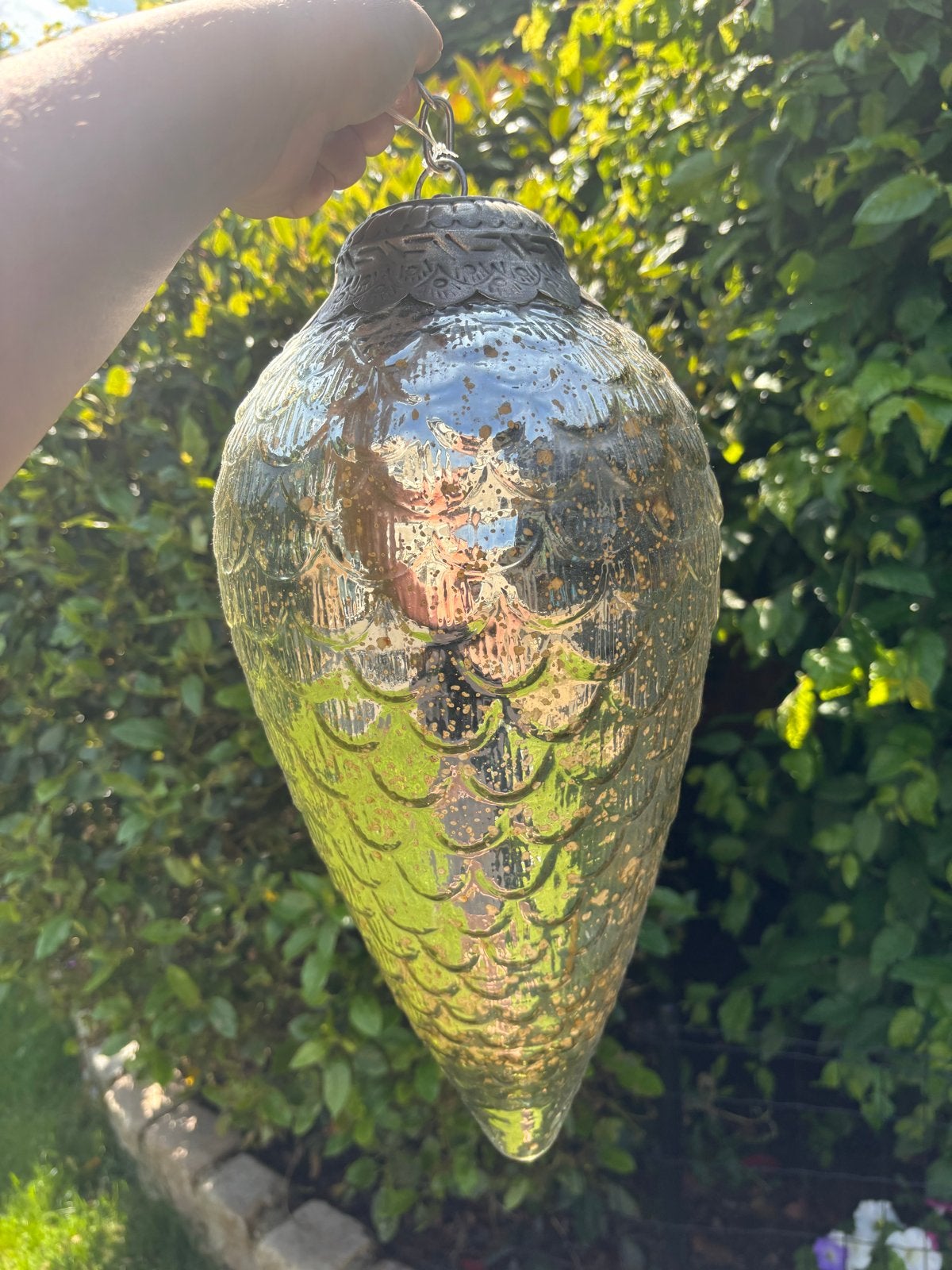 Decoratieve glazen hangornamenten, Ophalen, Zilver, 20 cm, Zo goed als nieuw