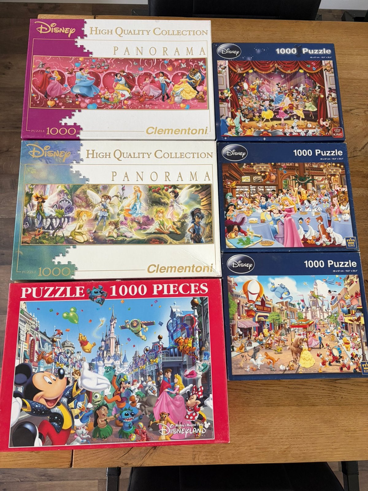 Disney puzzels! 6 stuks + gratis kerstpuzzel, Ophalen, 500 t/m 1500 stukjes, Gebruikt, Legpuzzel