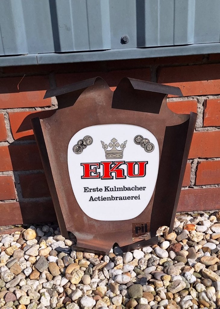 Originele Duitse vintage EKU bier lichtreclame, lichtbak🍺, Verzamelen, Merken en Reclamevoorwerpen, Ophalen, Gebruikt, ., Lichtbak of (neon) lamp