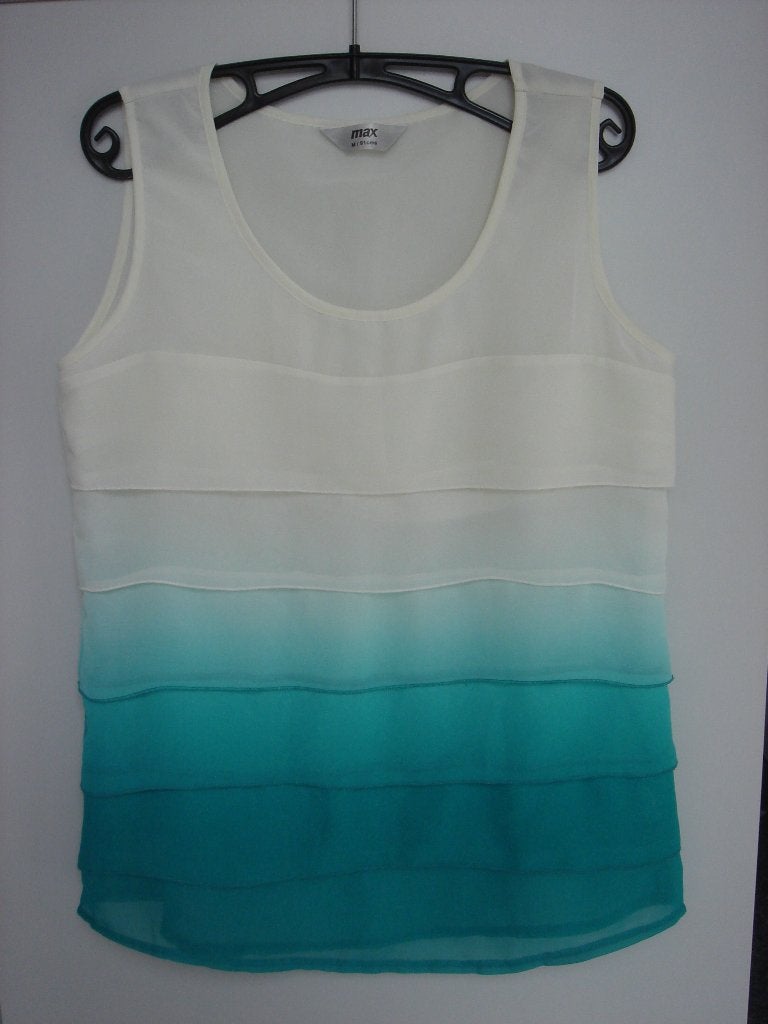 Wit - Petrol Topje maat M, Kleding | Dames, Tops, Maat 38/40 (M), Meerkleurig, Ophalen of Verzenden, Zonder mouw