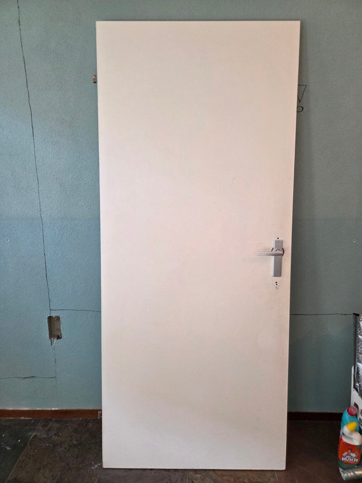 Witte opdek binnendeur met klink - Gebruikt, Doe-het-zelf en Verbouw, Deuren en Horren, Ophalen, Gebruikt, 80 tot 100 cm, Binnendeur