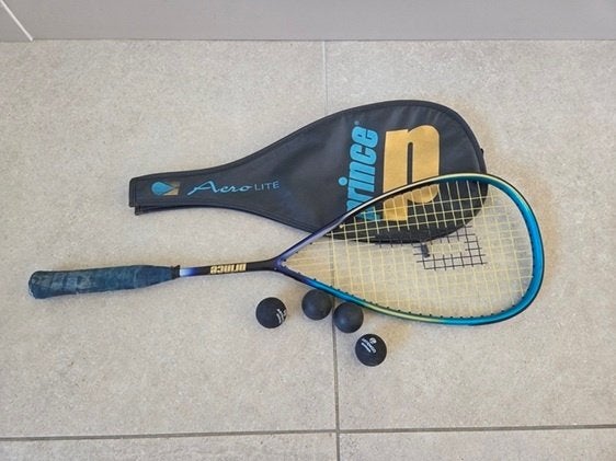 Prince squashracket, Ophalen of Verzenden, Gebruikt, Racket, Met hoes