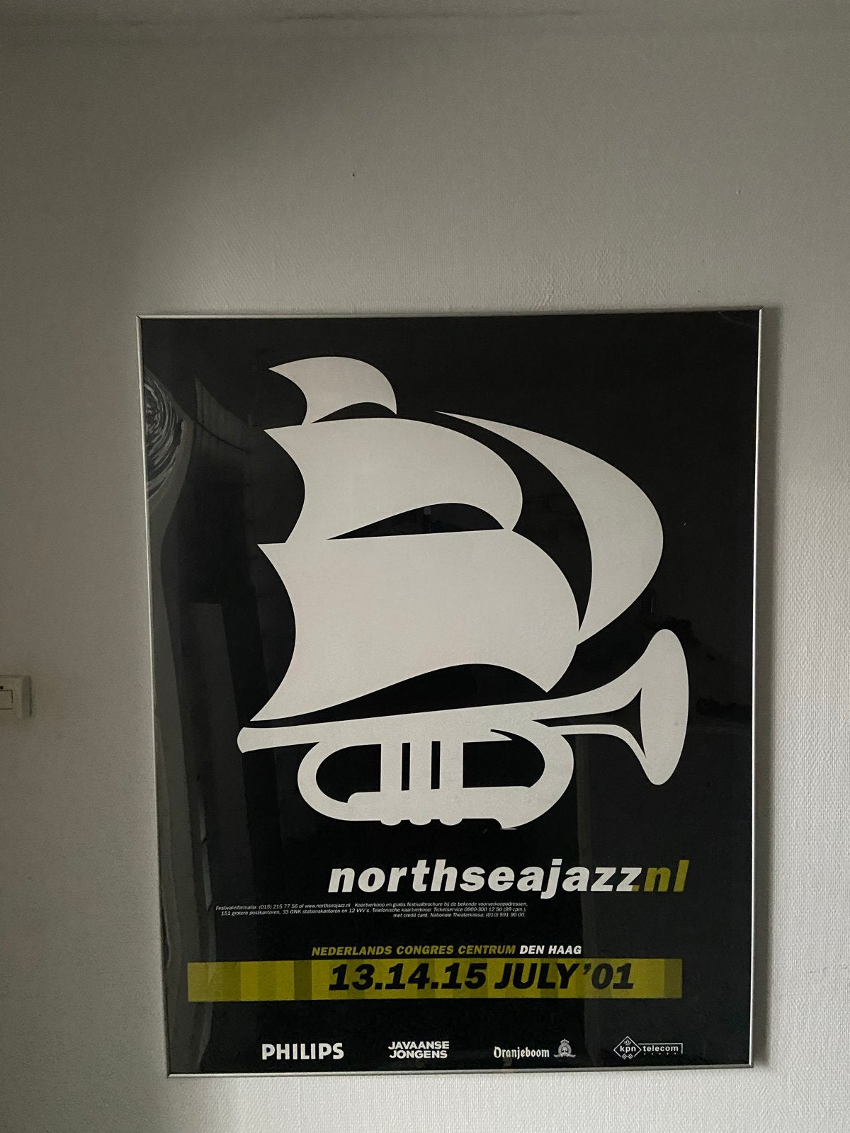 Originele North Sea Jazz poster 2001 groot formaat, Ophalen, Rechthoekig Staand, Met lijst, Deurposter of groter