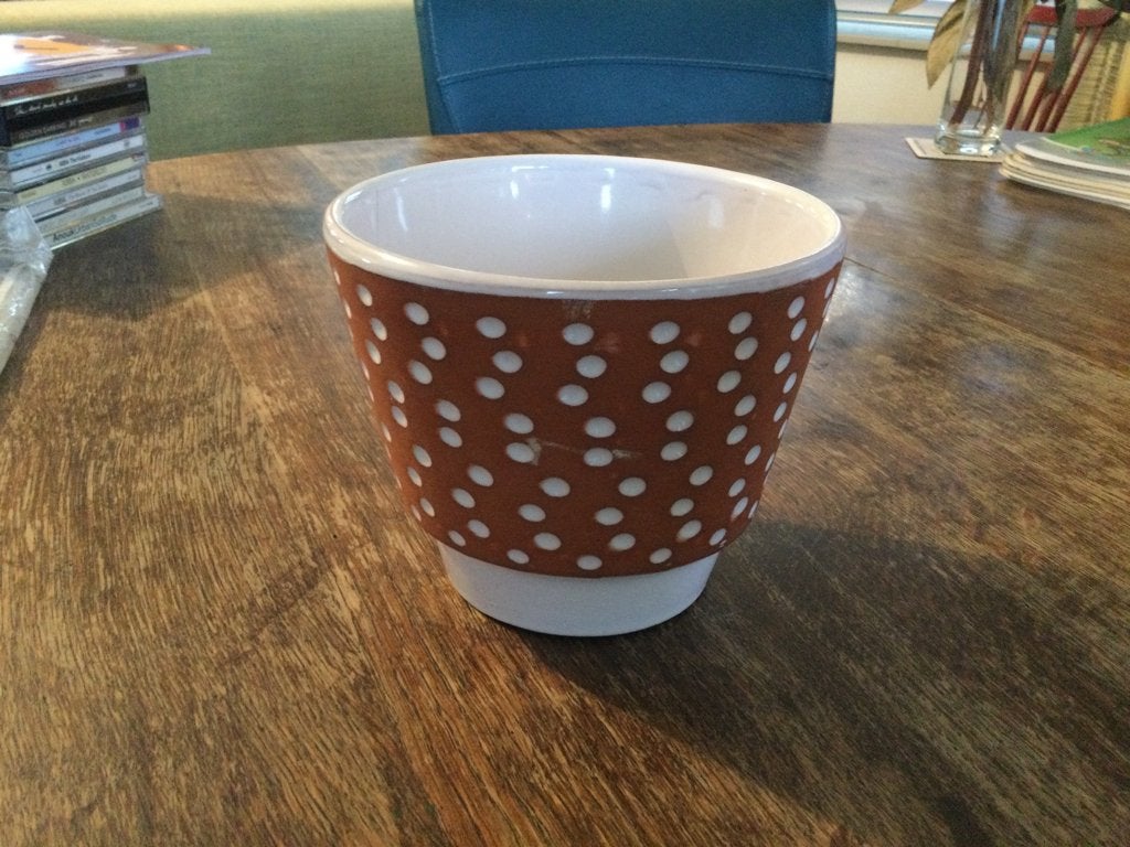Schattige vintage Adco bloempot keramiek terracotta, Ophalen, Rond, Binnen, Zo goed als nieuw