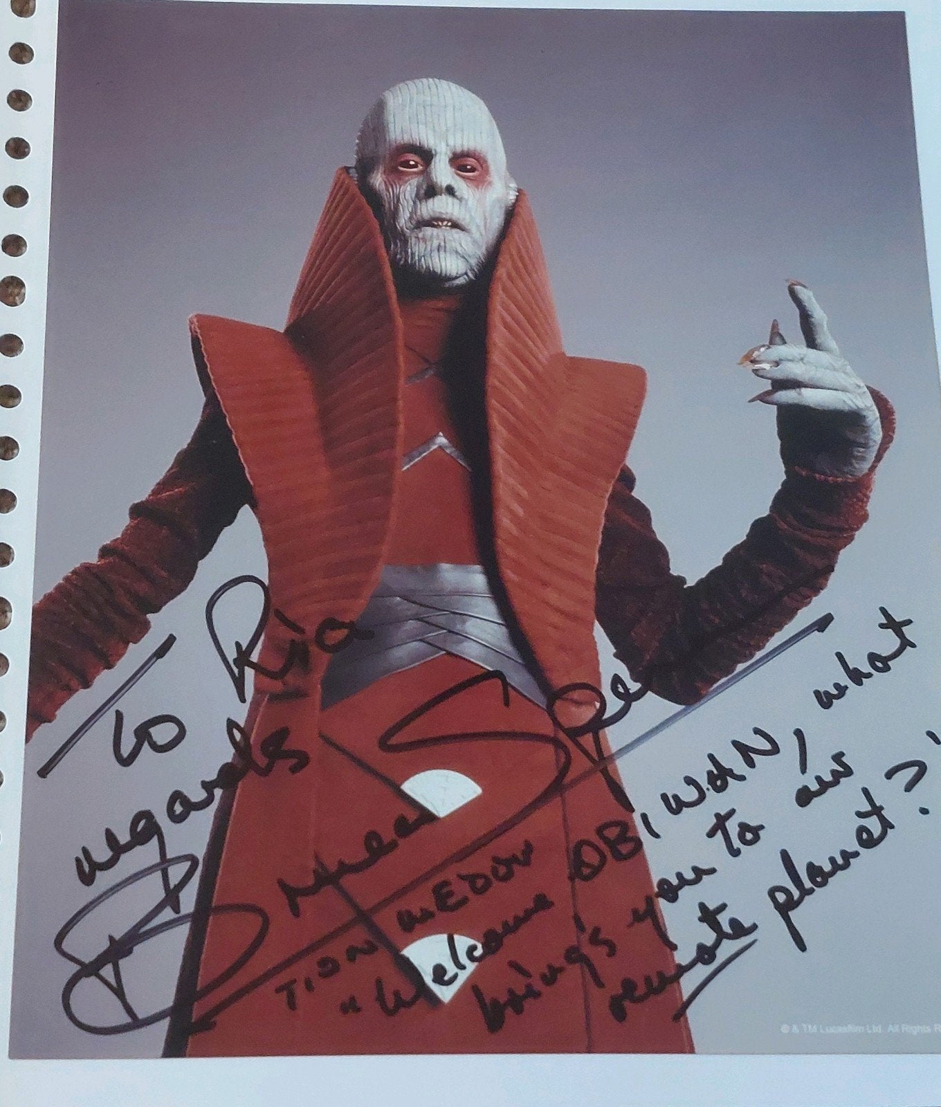 Handtekening Bruce Spence, Verzamelen, Star Wars, Zo goed als nieuw, Ophalen of Verzenden