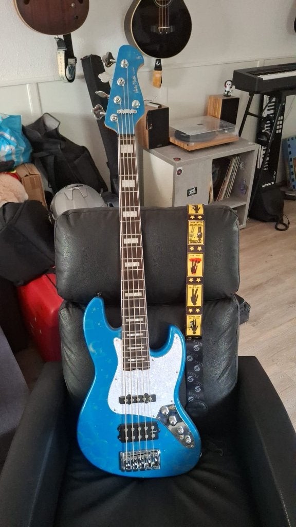 Harley Benton Enhanced MJ-5EB Lake Blue 5-snarige basgitaar, Muziek en Instrumenten, Ophalen, Gebruikt, Elektrisch, 5-snarig