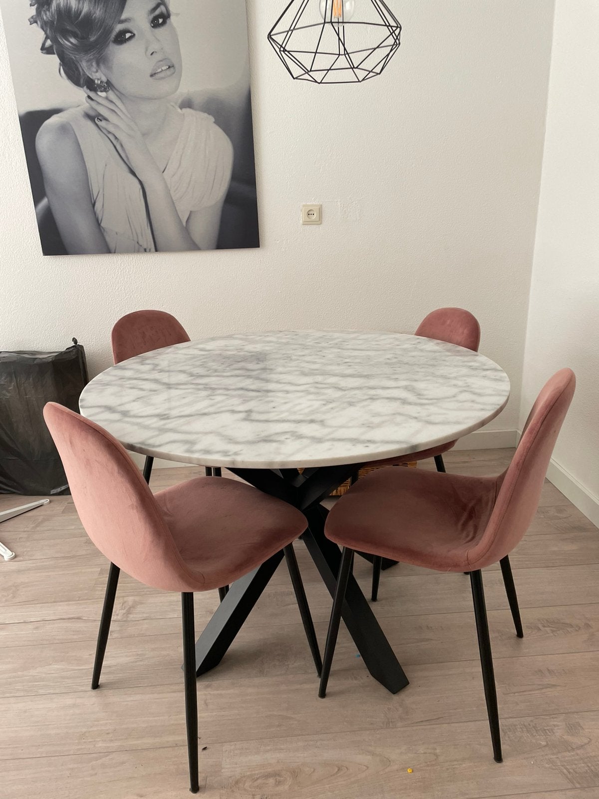 Tafel marmer + stoelen, Ophalen, Overige materialen, Marmer, Rond