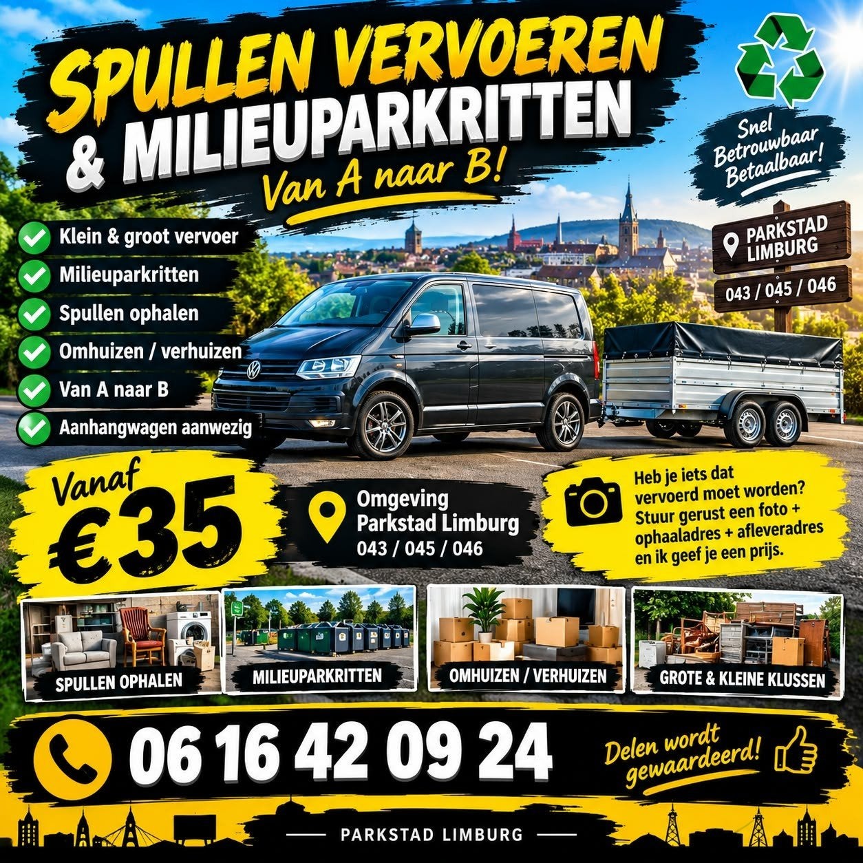 SPULLEN VERVOEREN & MILIEUPARKRITTEN – PARKSTAD, Hobby en Vrije tijd, Ophalen