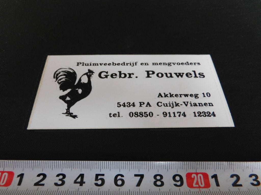 sticker Cuijk Vianen Gebr. Pouwels Pluimveebedrijf en mengvo, Ophalen, Zo goed als nieuw