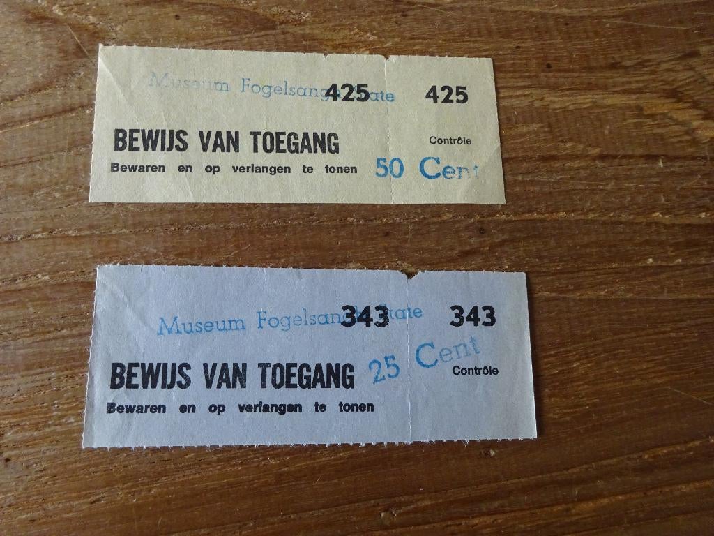 toegangskaartjes van Fogelsangh State Veenklooster, Ophalen of Verzenden