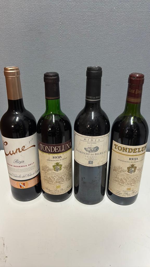 4 flessen Spaanse rode wijn - Rioja, Verzamelen, Wijnen, Ophalen of Verzenden, Gebruikt, Spanje, Rode wijn