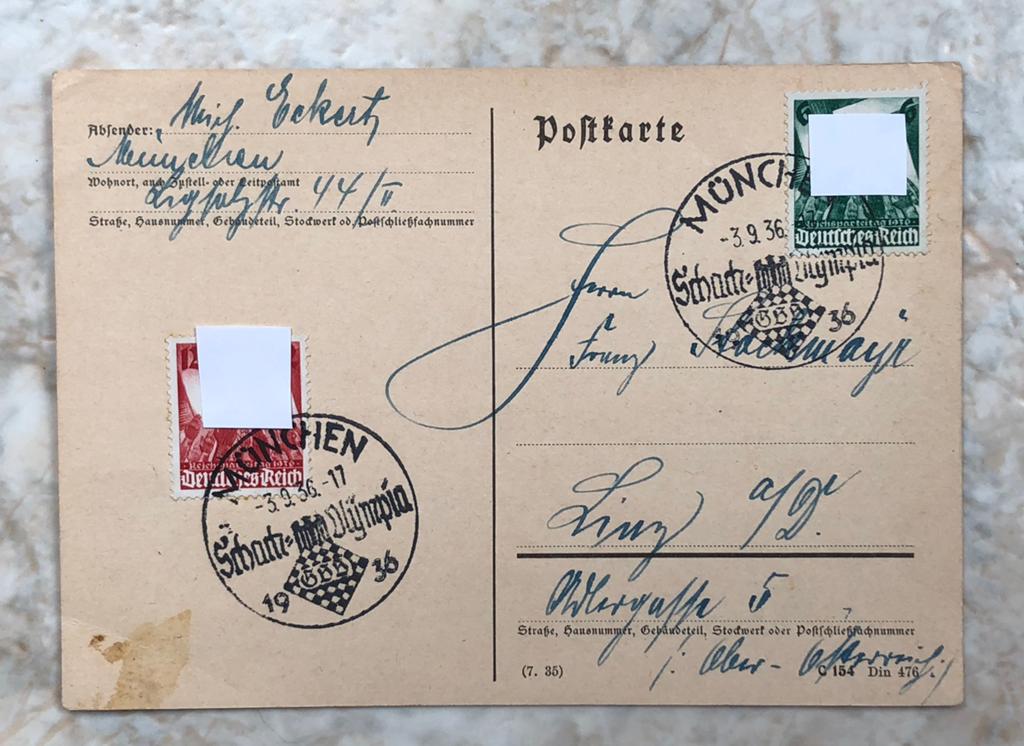 Postkaart, gestempeld München 3.9.36., Postzegels en Munten, Brieven en Enveloppen | Buitenland, Verzenden, Briefkaart