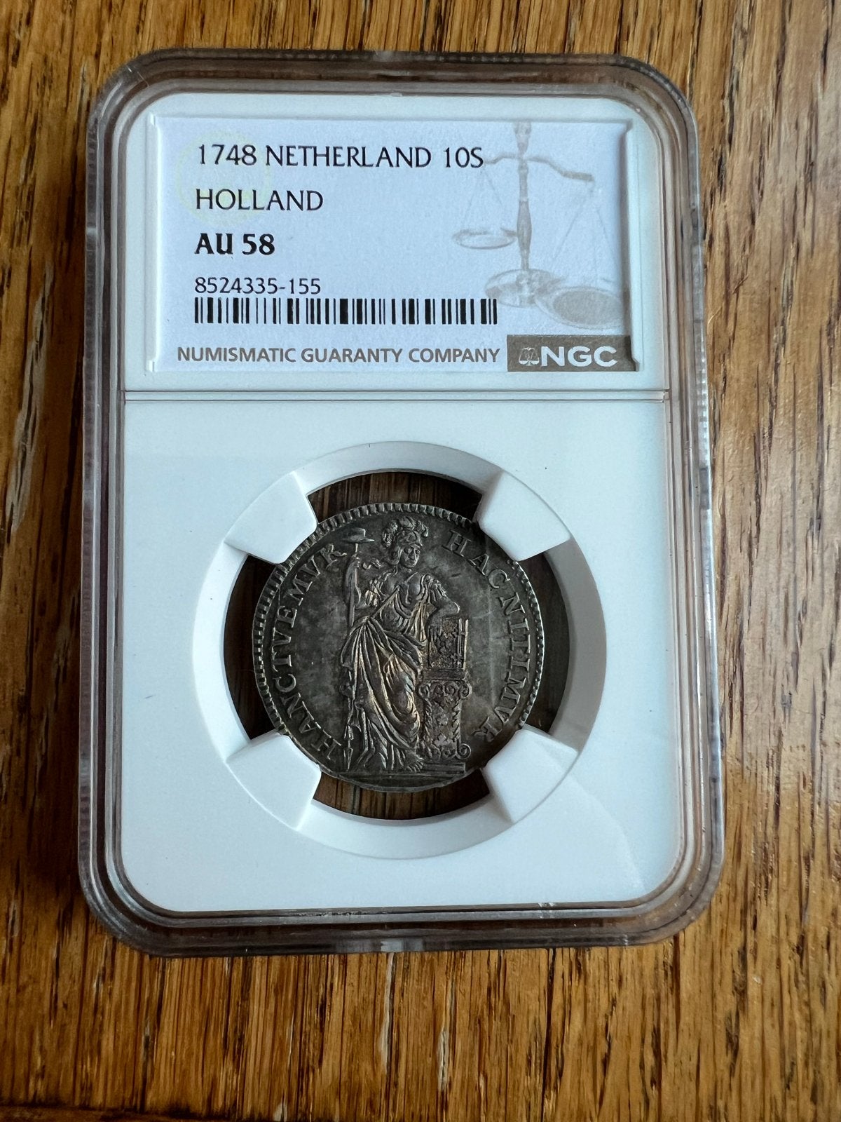 1748 Nederland 10 Stuivers Holland AU58 - Noorderlijke Neder, Vóór koninkrijk, Zilver, Losse munt, Overige waardes