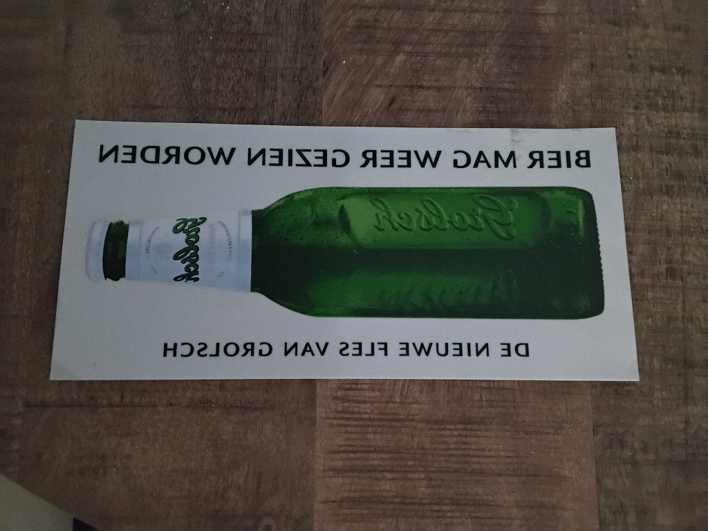 Grolsch raam sticker nieuwe fles, Ophalen of Verzenden, Nieuw, Flesje(s), Grolsch