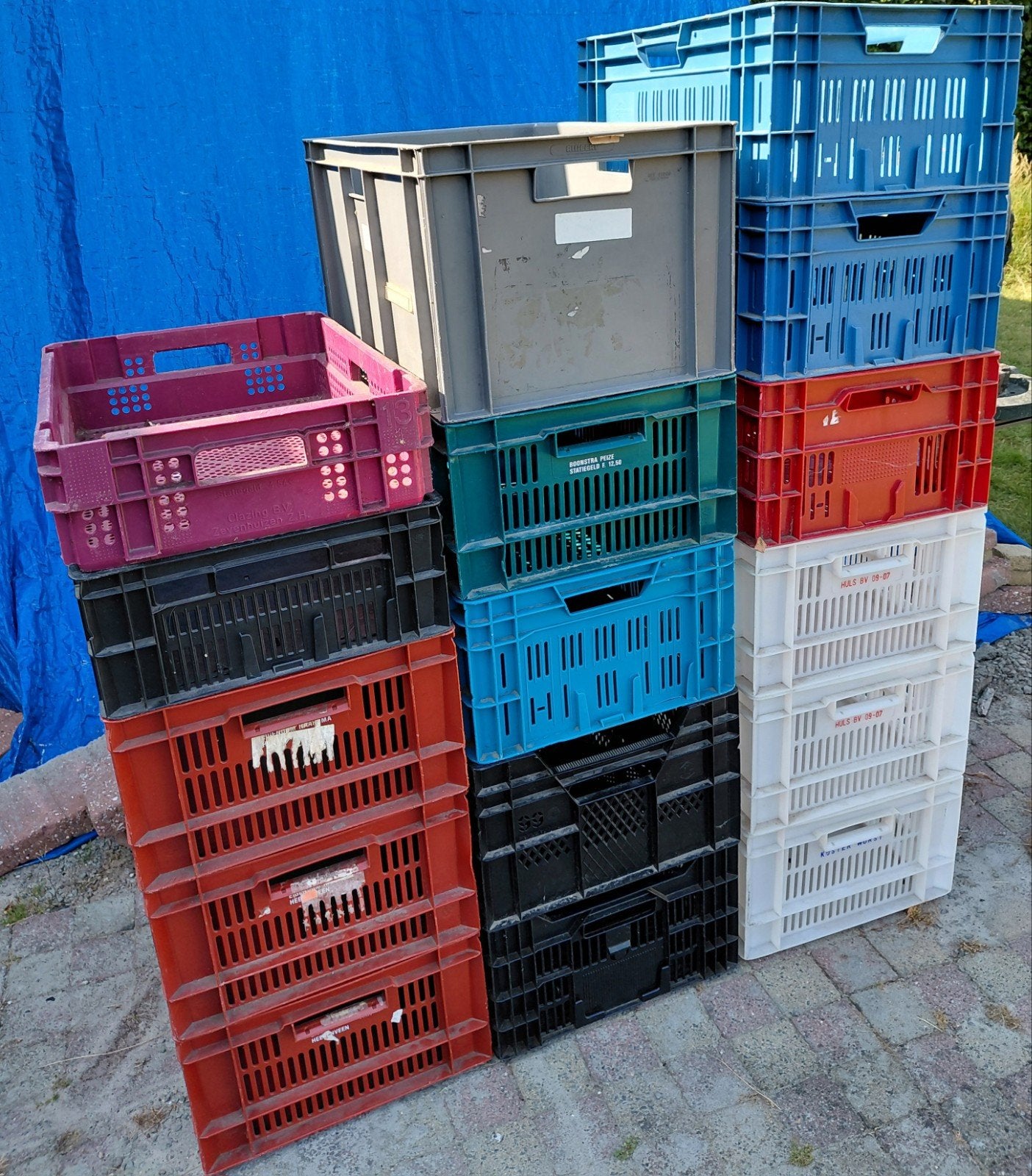 Partij 16 kratten., Ophalen, Gebruikt, 40 tot 60 cm, 50 tot 75 cm