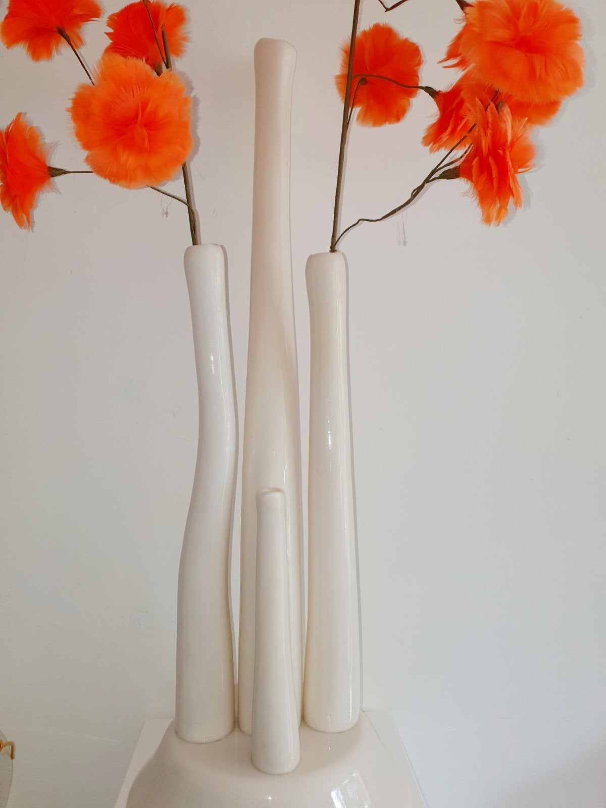 Prachtige kunststof vloervaas zeldzaam, Ophalen, Wit, Vaas, 94 cm
