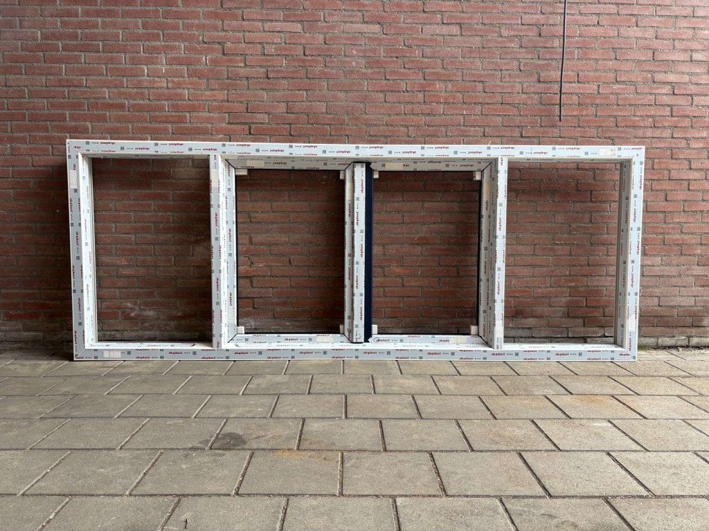 kunststof kozijn aluplast wit houtnerf 3142x1200, Niet ingevuld, Kunststof, Niet ingevuld, Nieuw