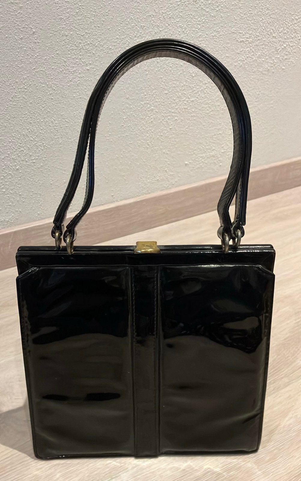 Vintage blok van Heijst tas leren handtas zwart roovers, Ophalen of Verzenden, Gebruikt, Zwart, Handtas