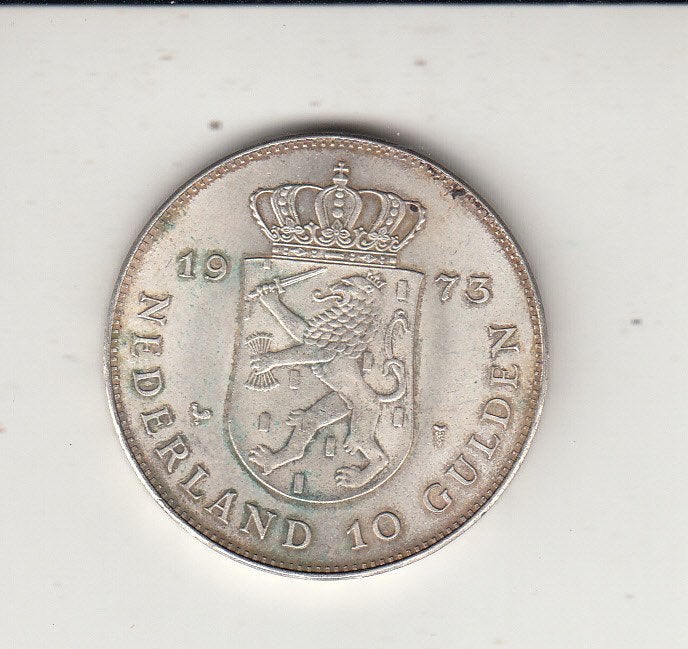 Zilveren 10 gulden 1973 Koninging Juliana, Koningin Juliana, Zilver, Ophalen of Verzenden, Losse munt