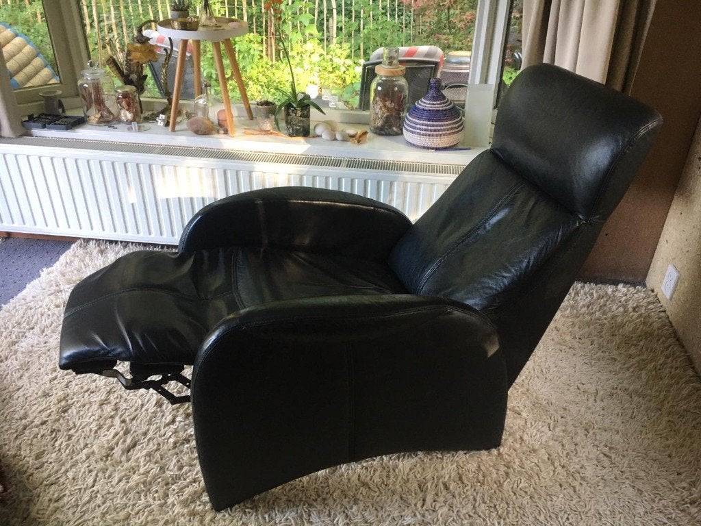 echt leer, degelijke relaxstoel, Ophalen, Gebruikt, 50 tot 75 cm, Leer