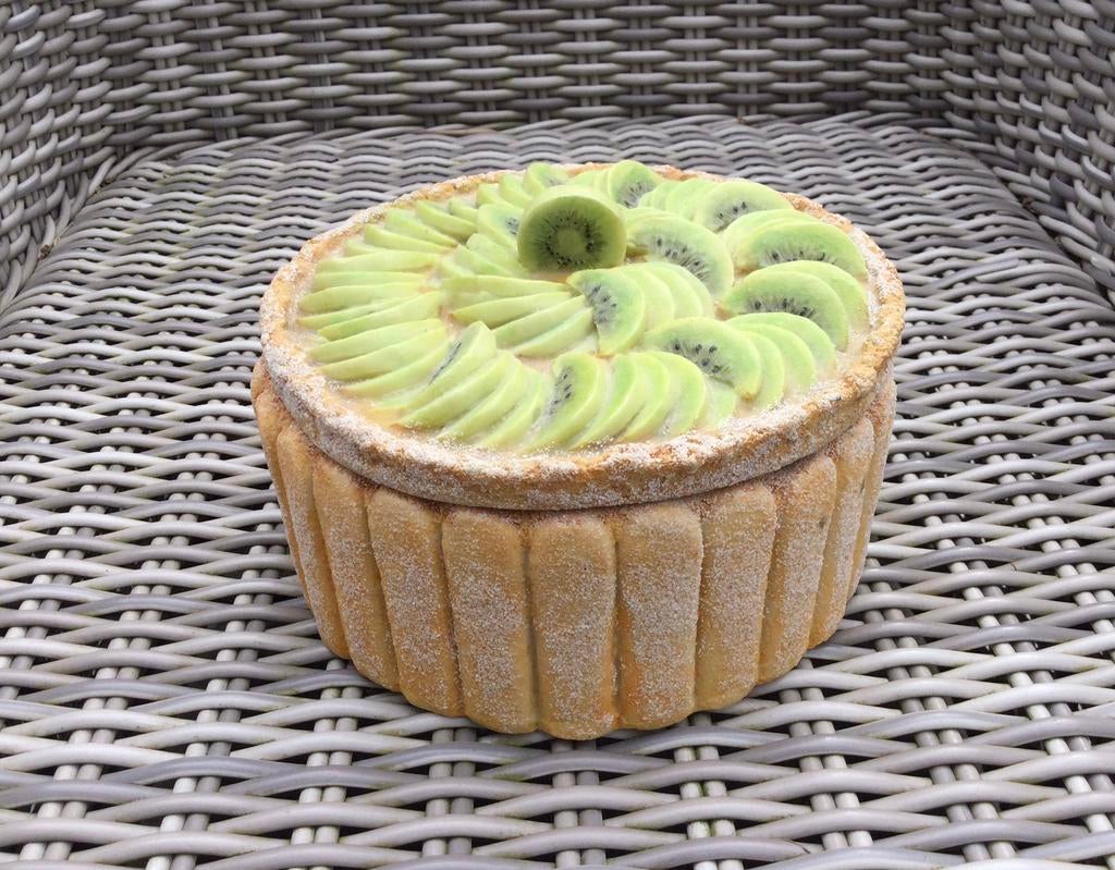Kiwi taart schaal 18cmx9cm groen polystone, Overige materialen, Schaal, Rond, Ophalen of Verzenden