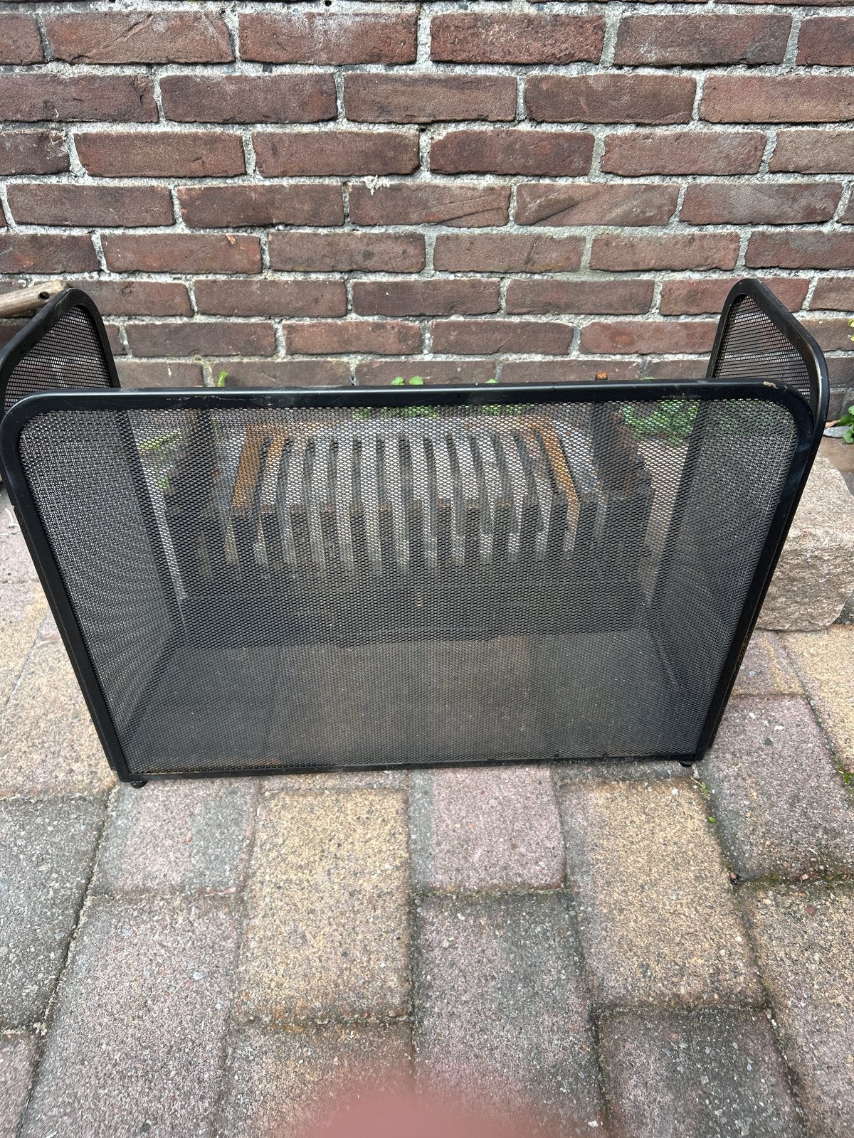 Haardset: Haardrooster en vonkenscherm, Ophalen, Gebruikt, Houthaard