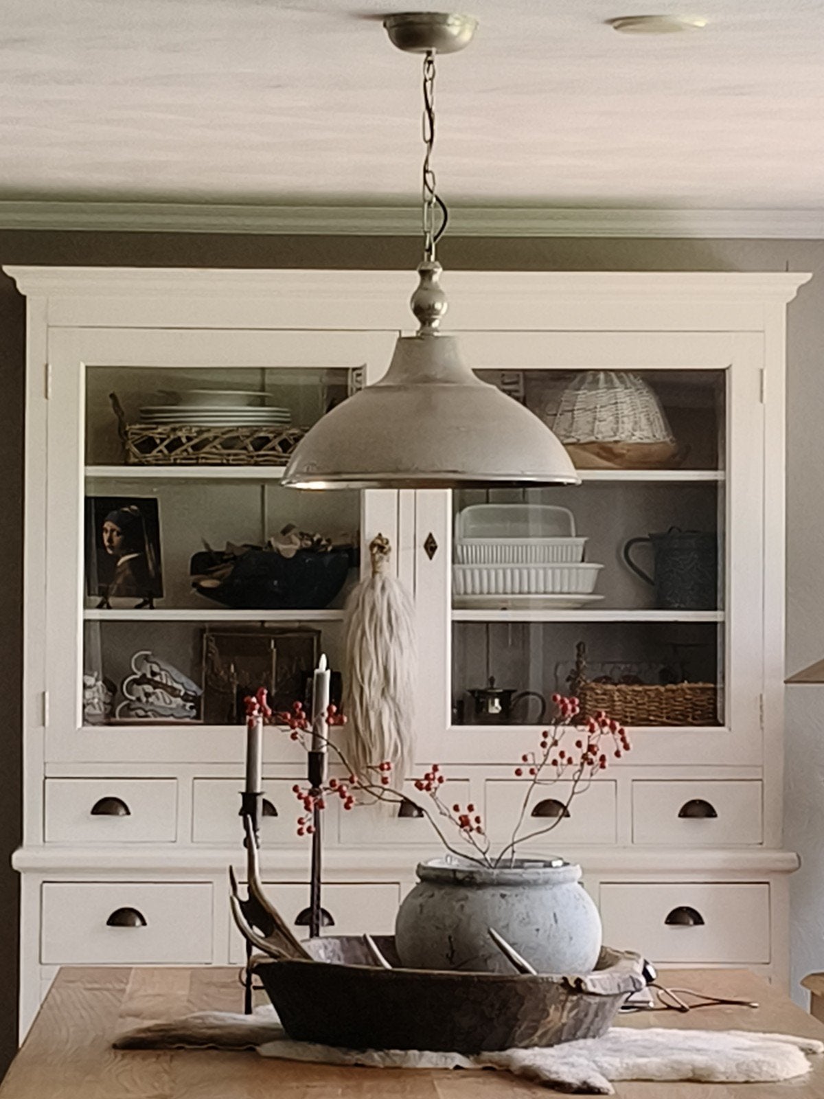 Mooie hanglamp mat chroom - Maison Manon, Ophalen, Gebruikt, E27 (groot), Metaal