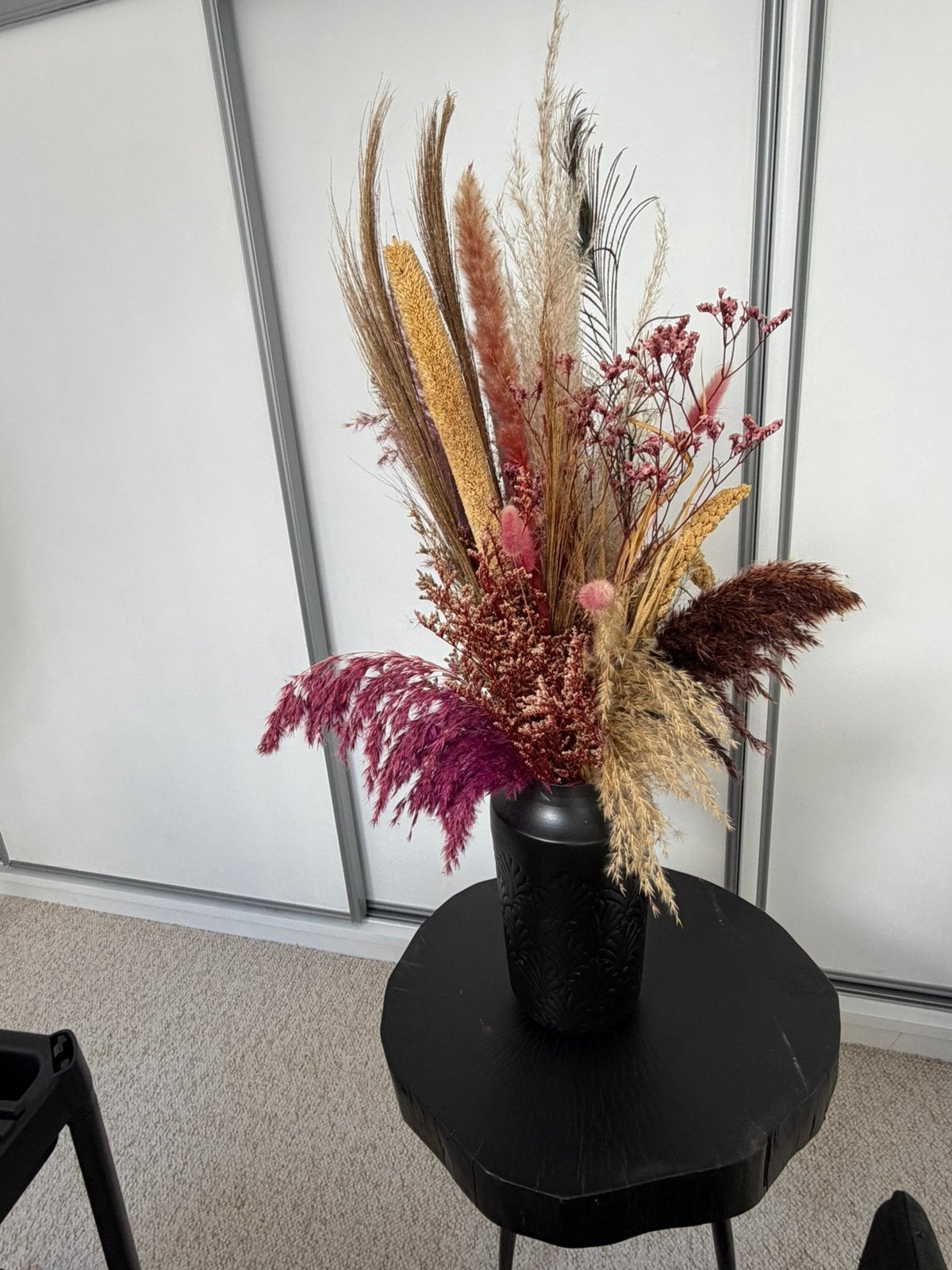 Droogbloemen boeket met vaas, Ophalen, Binnen, Natuurlijk materiaal, Zo goed als nieuw