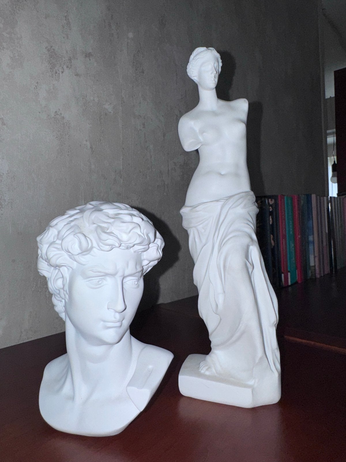 Set van 2 Klassieke Beelden: David Buste & Venus de Milo, Antiek en Kunst, Ophalen, Gips, Handgemaakt, 20 - 50 cm