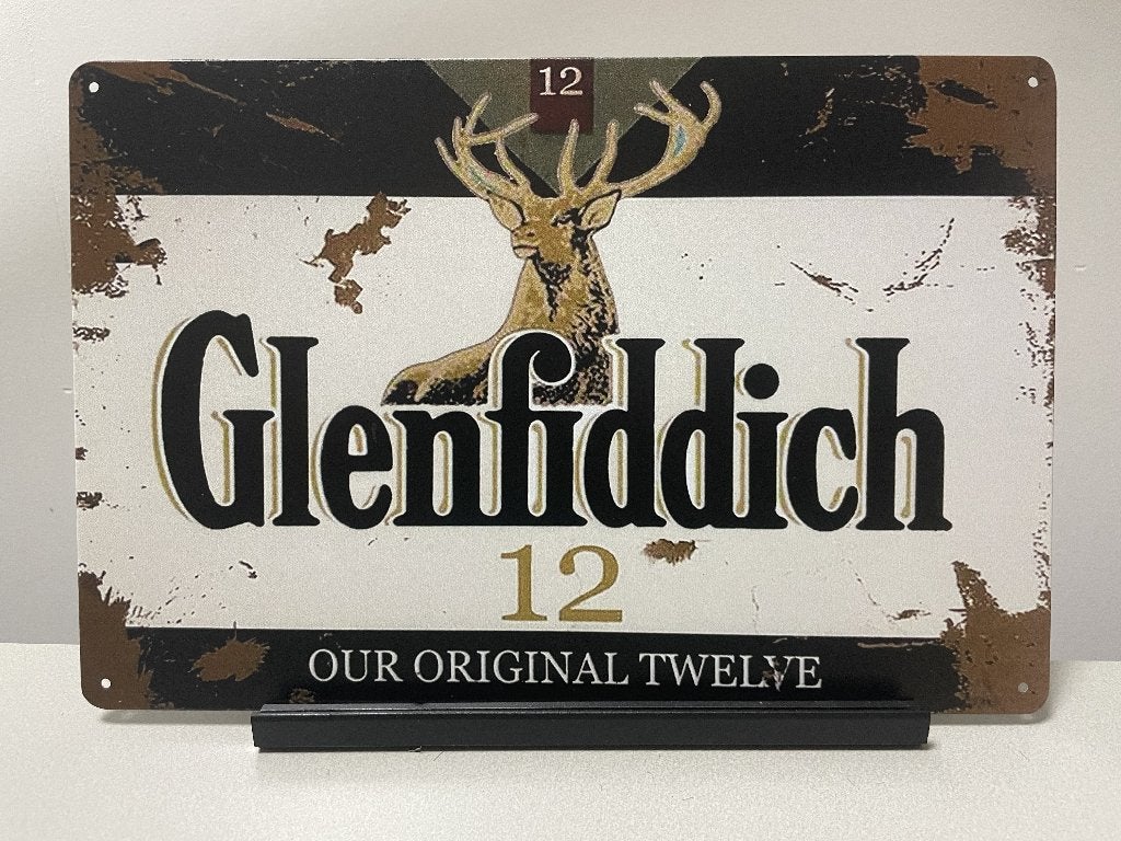 Glenfiddich 12 metalen reclamebord (Old Look), Verzamelen, Merken en Reclamevoorwerpen, Www.pand50.nl, Reclamebord, Nieuw, Ophalen of Verzenden